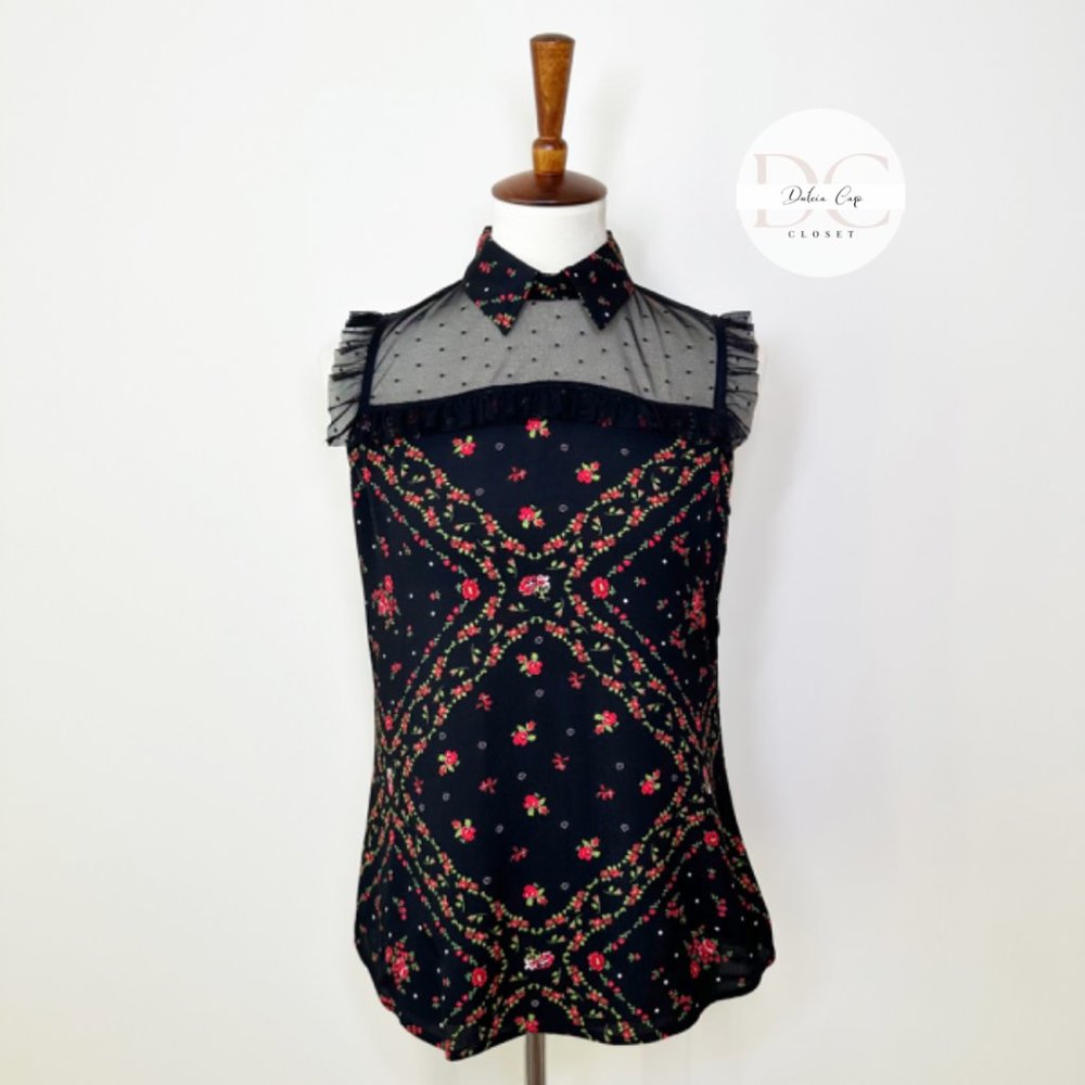 Julio Floral Mesh Collared Blouse Size 2